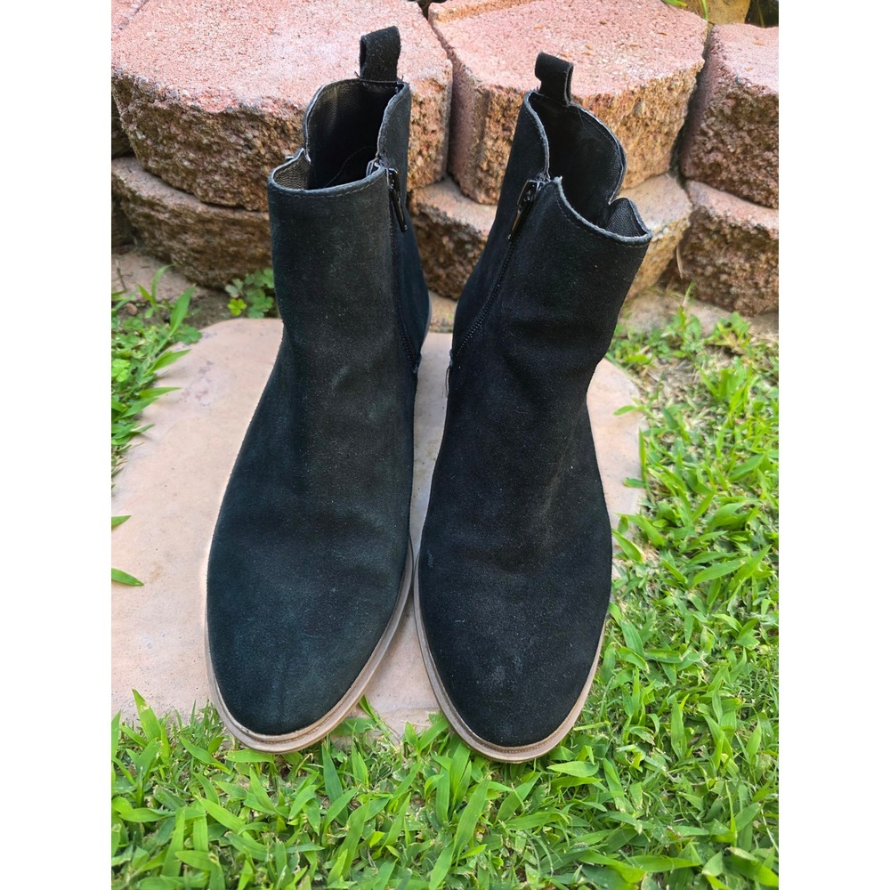 Kensie Talynn Black Suede Leather Ankle Boots Side‎ Zip Block Heel Womens 9M